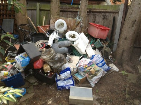 Sorted office items prepared for recycling during Richmond clearance